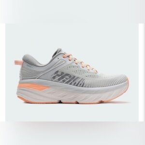 Hoka One One Gray on gray with Orange accents;Running Shoes. BONDI 7; Size 8.5